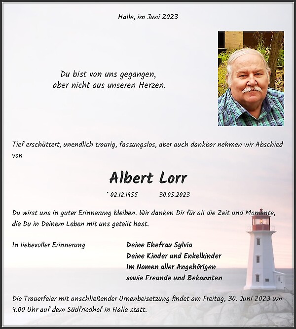Obituary Albert Lorr, Halle Saale