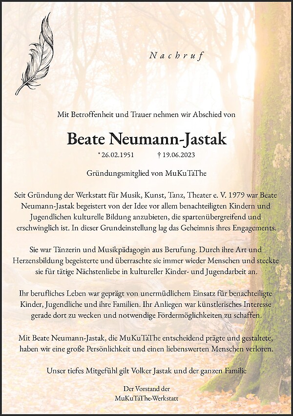 Obituary Beate Neumann-Jastak
