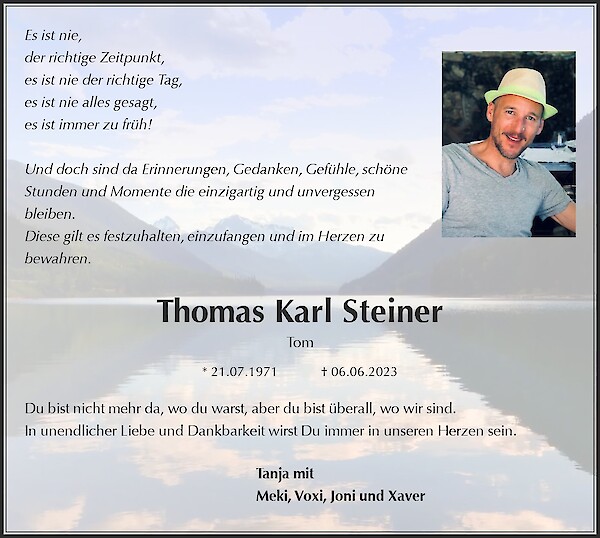 Obituary Thomas Steiner, München