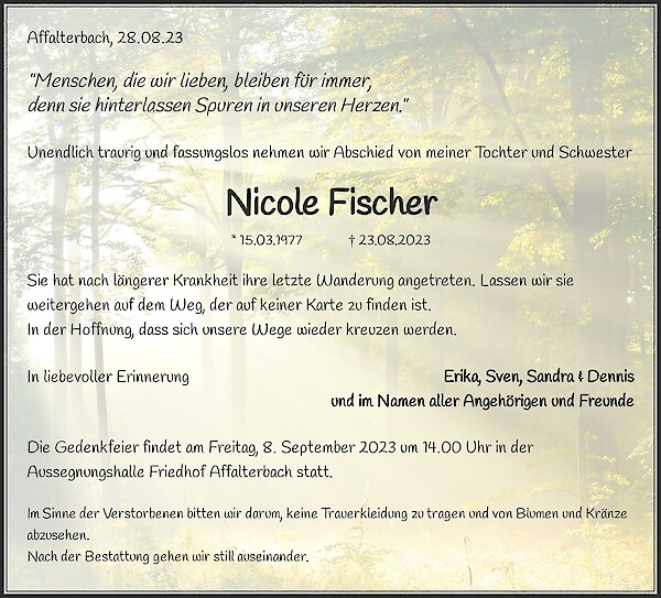 Obituary Nicole Fischer