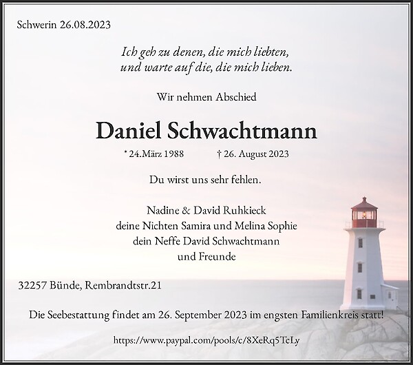 Obituary Daniel Schwachtmann