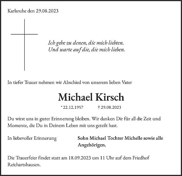 Obituary Michael Kirsch, Karlsruhe