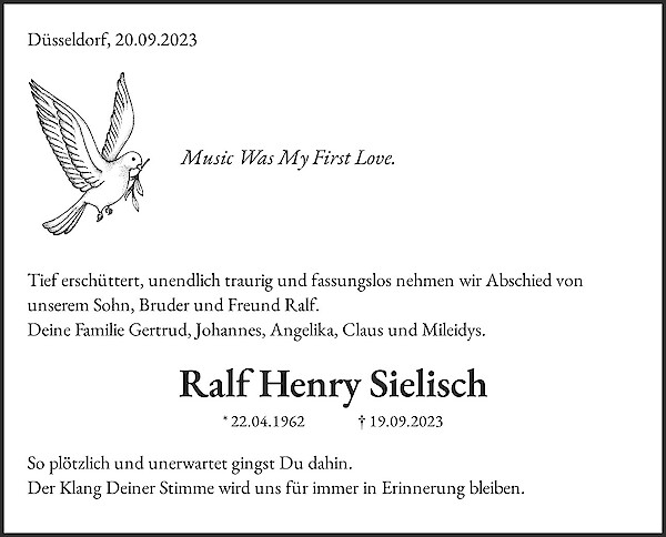 Obituary Ralf Henry Sielisch, Düsseldorf