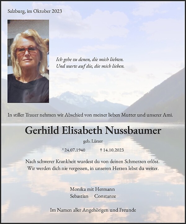 Obituary Gerhild Elisabeth Nussbaumer