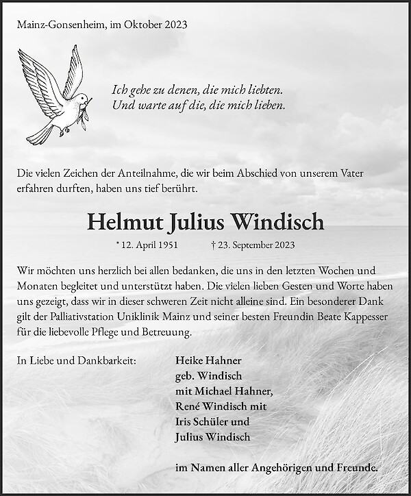 Obituary Helmut Julius Windisch