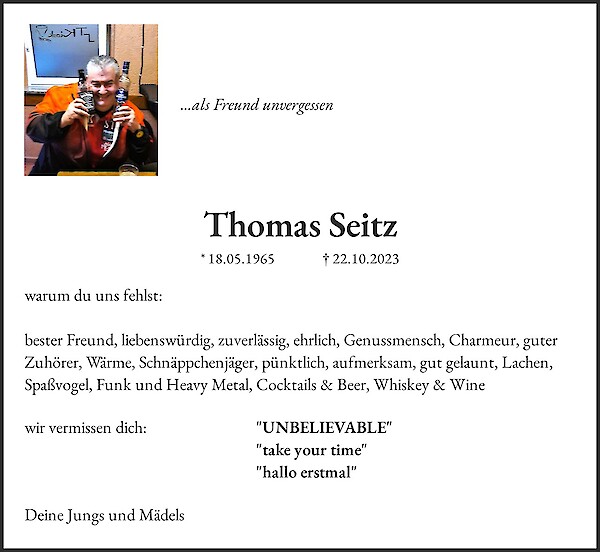 Obituary Thomas Seitz