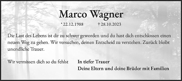 Obituary Marco Wagner, Chemnitz