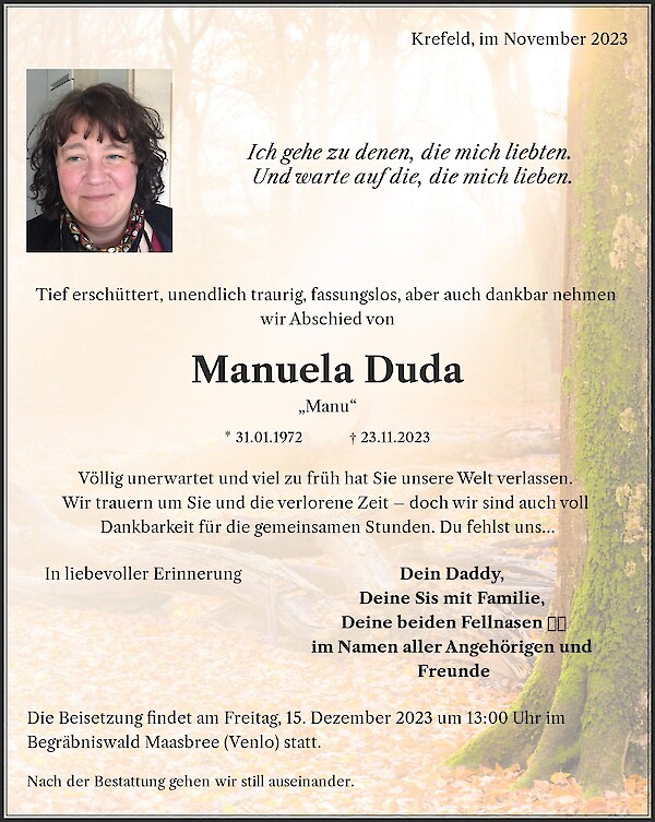 Obituary Manuela Duda