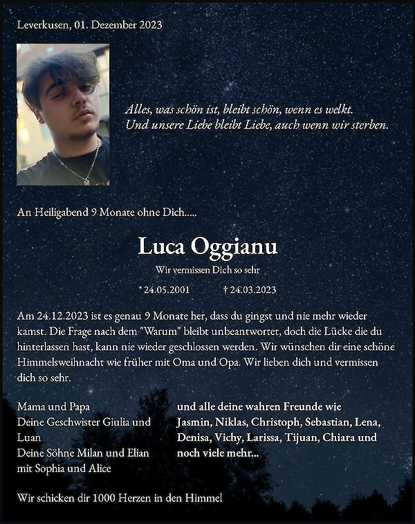 Obituary Luca Oggianu, Leverkusen