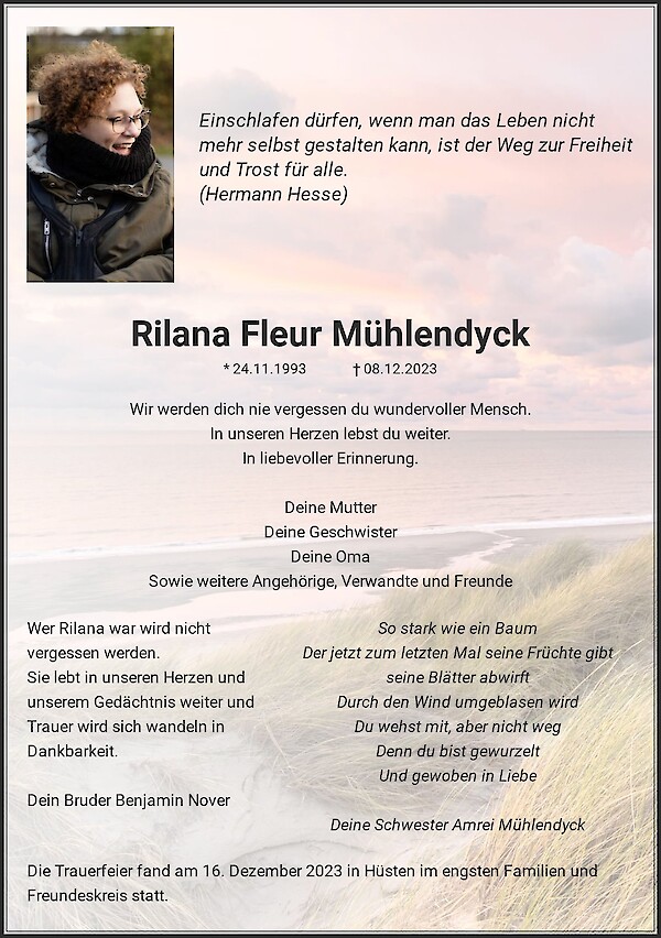Obituary Rilana Fleur Mühlendyck