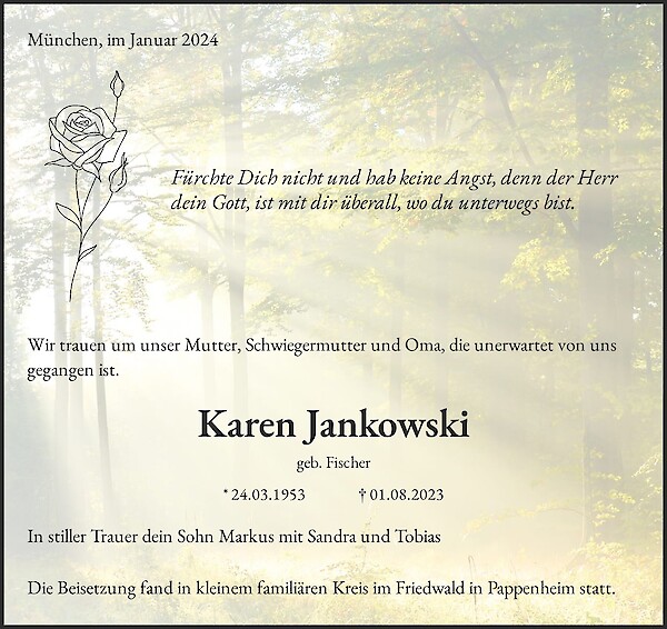 Obituary Karen Jankowski, München