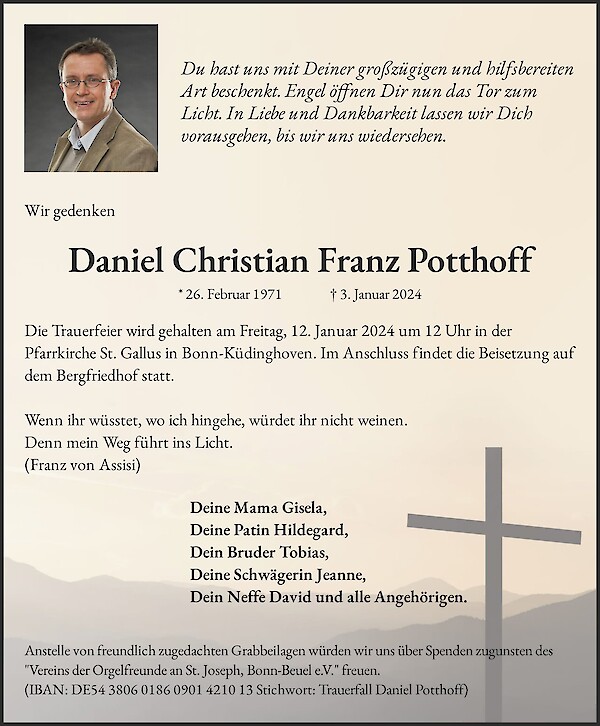 Obituary Daniel Christian Franz Potthoff