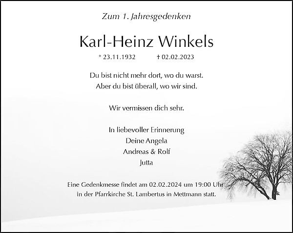 Obituary Karl-Heinz Winkels