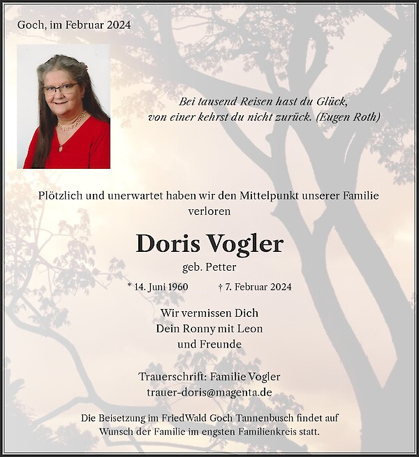 Obituary Doris Vogler, Goch