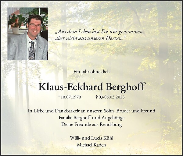 Obituary Klaus-Eckhard Berghoff
