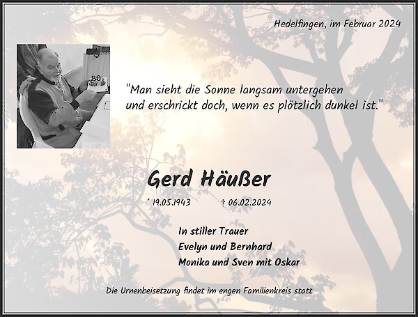 Obituary Gerd Häußer, Stuttgart