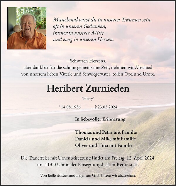Obituary Heribert Zurnieden
