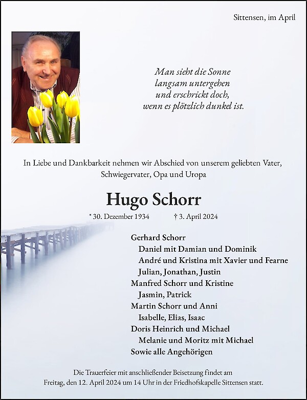Obituary Hugo Schorr
