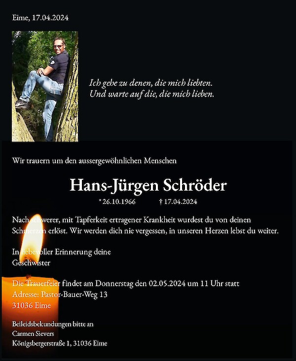 Obituary Hans-Jürgen Schröder, Eime