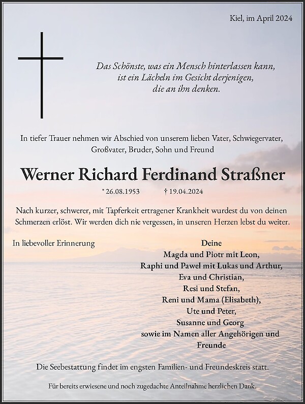 Obituary Werner Richard Ferdinand Straßner, Kiel
