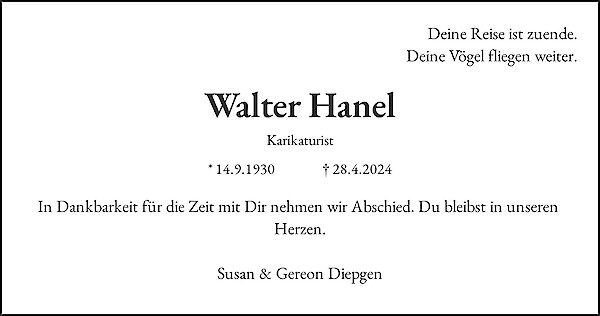 Obituary Walter Hanel