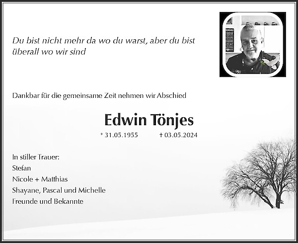 Obituary Edwin Tönjes, Beverstedt