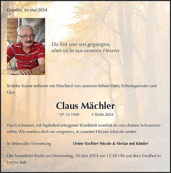 Obituary Claus Mächler, Leuna