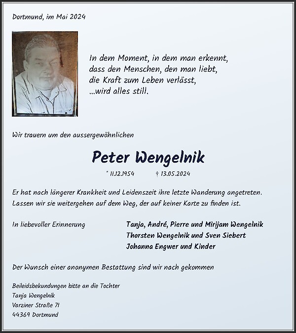 Obituary Peter Wengelnik