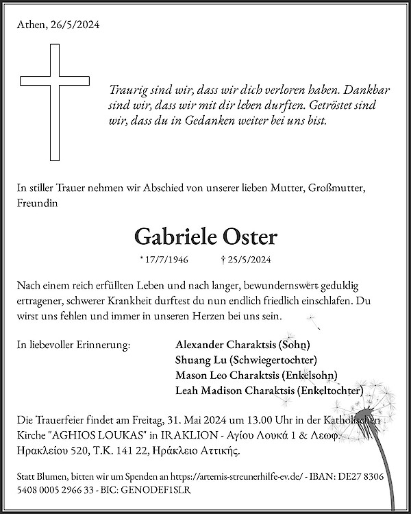 Obituary Gabriele Oster