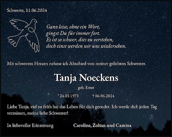 Obituary Tanja Noeckens, Lüdinghausen