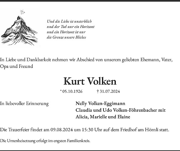 Obituary Kurt Volken