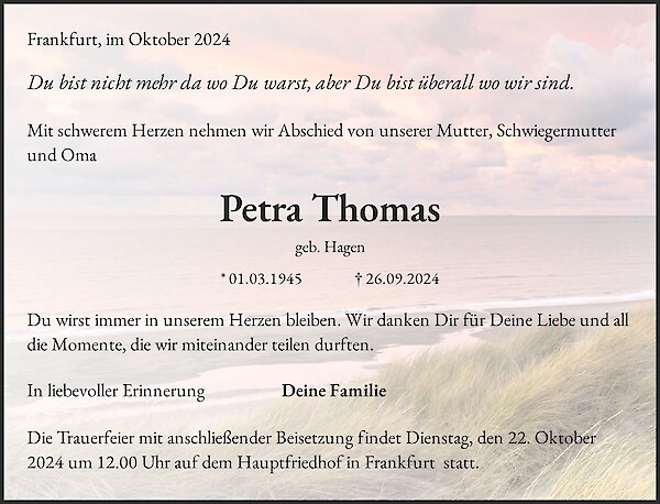 Obituary Petra Thomas