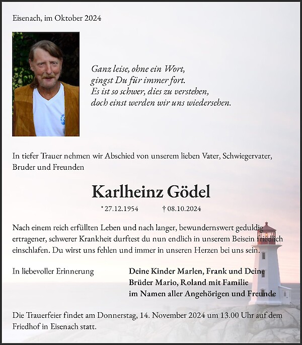 Obituary Karlheinz Gödel, Eisenach