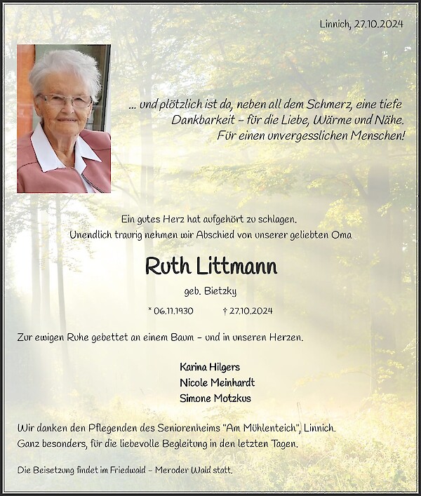 Obituary Ruth Littmann