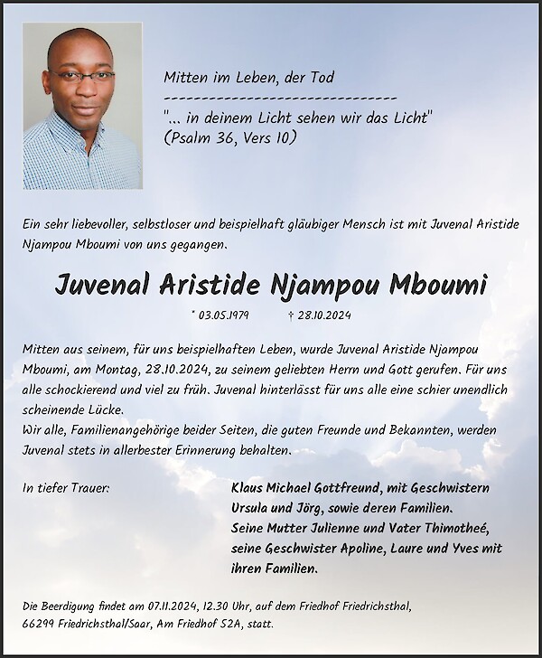 Obituary Juvenal Aristide Njampou Mboumi