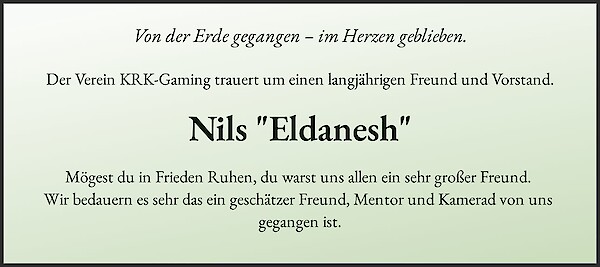 Obituary Nils "Eldanesh", Reinbek