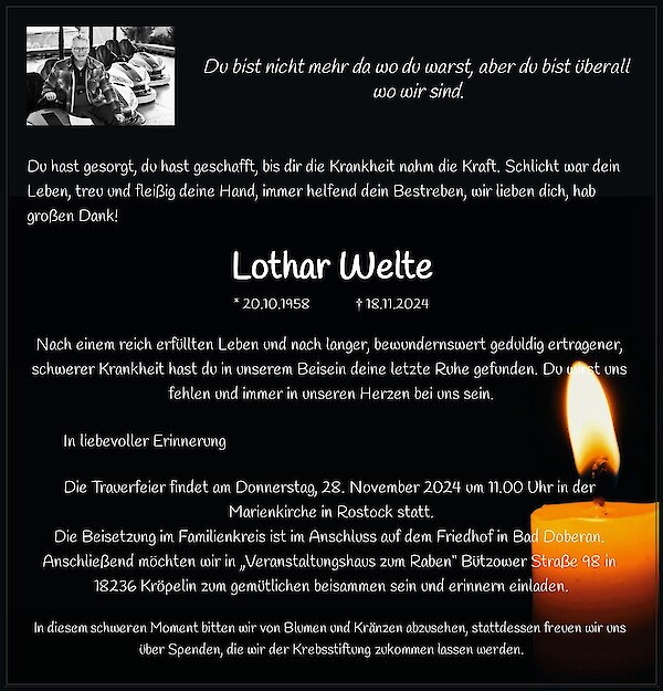 Obituary Lothar Welte