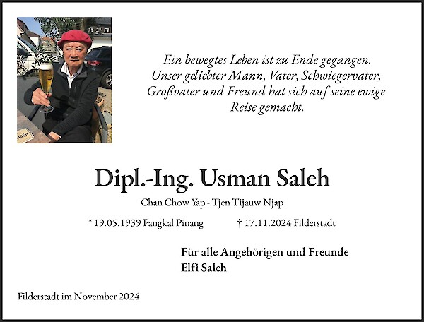 Obituary Dipl.-Ing. Usman Saleh