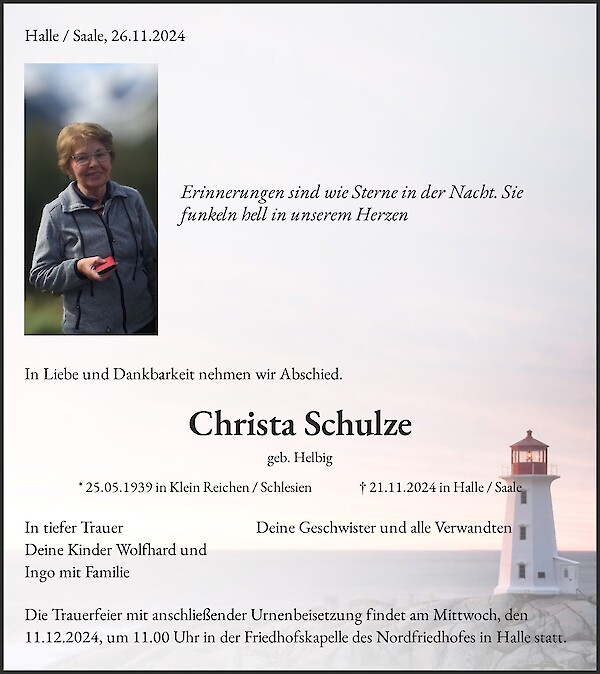 Obituary Christa Schulze