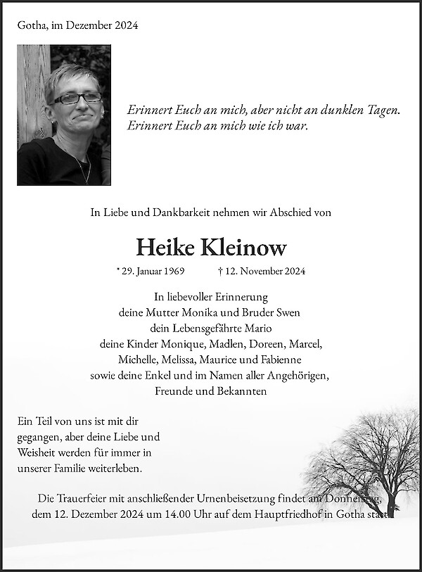 Obituary Heike Kleinow, Gotha