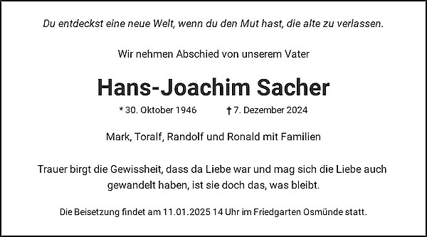 Obituary Hans-Joachim Sacher