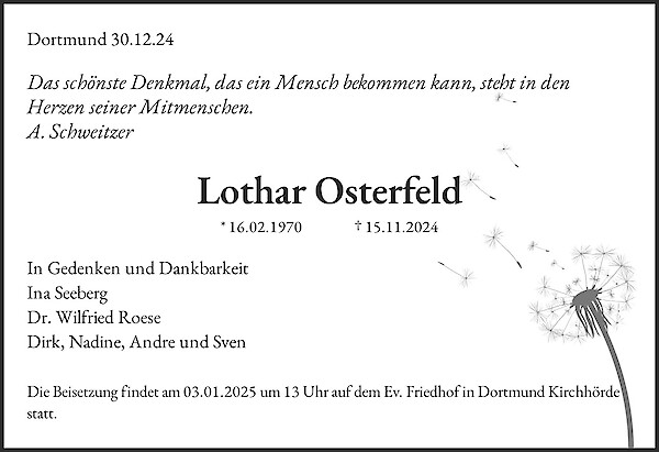 Obituary Lothar Osterfeld, Dortmund