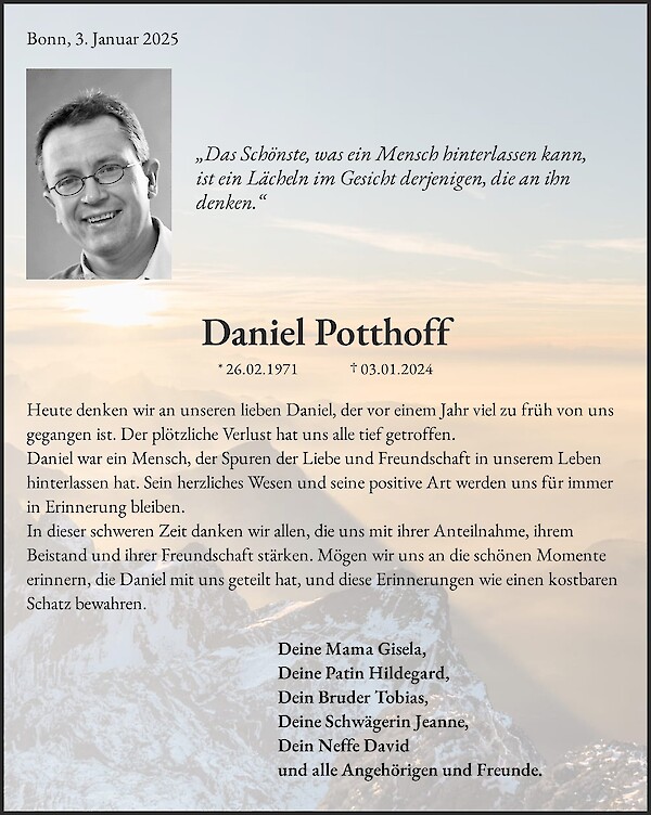 Obituary Daniel Potthoff