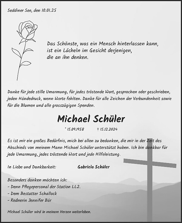 Obituary Michael Schüler, Seddiner See
