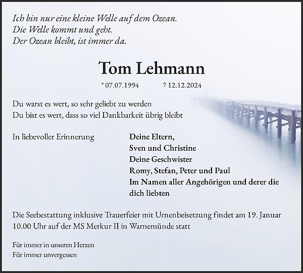 Obituary Tom Lehmann