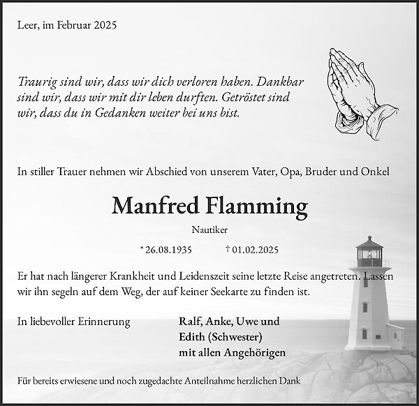 Obituary Manfred Flamming, Leer