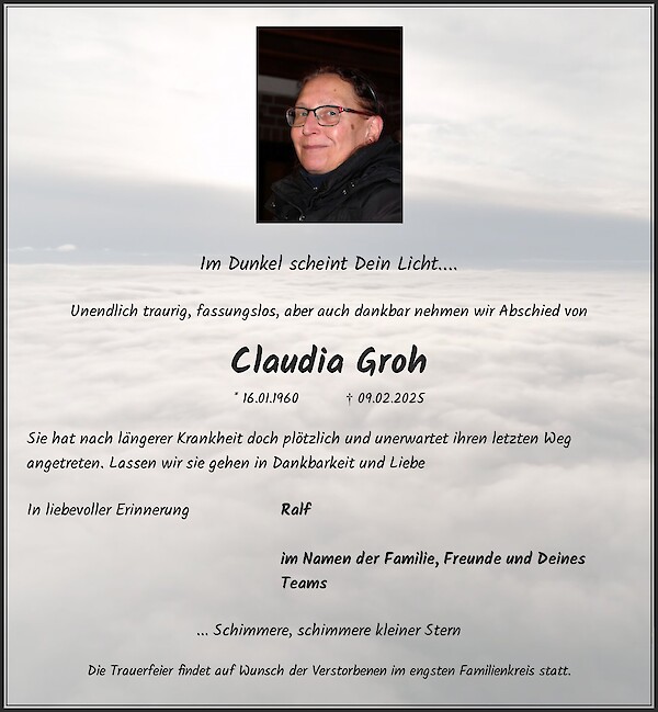 Obituary Claudia Groh, Niederkrüchten