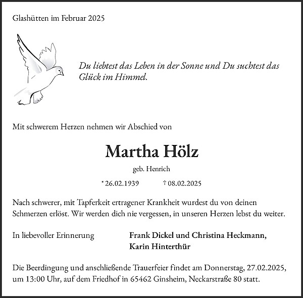 Obituary Martha Hölz