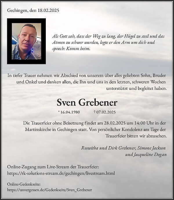 Obituary Sven Grebener
