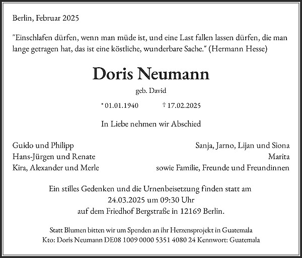 Obituary Doris Neumann
